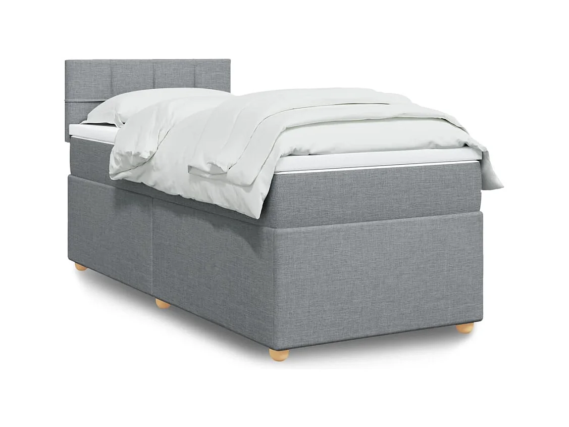 Sommier à lattes de lit et matelas Gris clair 90x190 cm Tissu