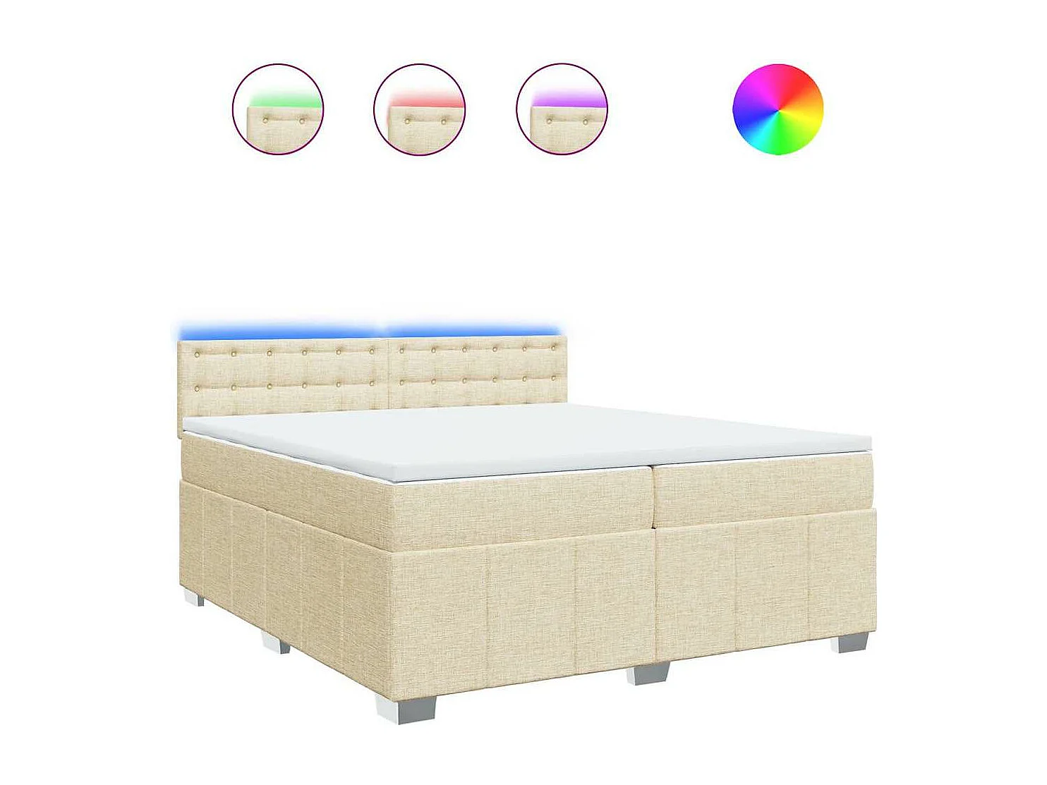 Sommier à lattes de lit avec matelas Crème 200x200 cm Tissu