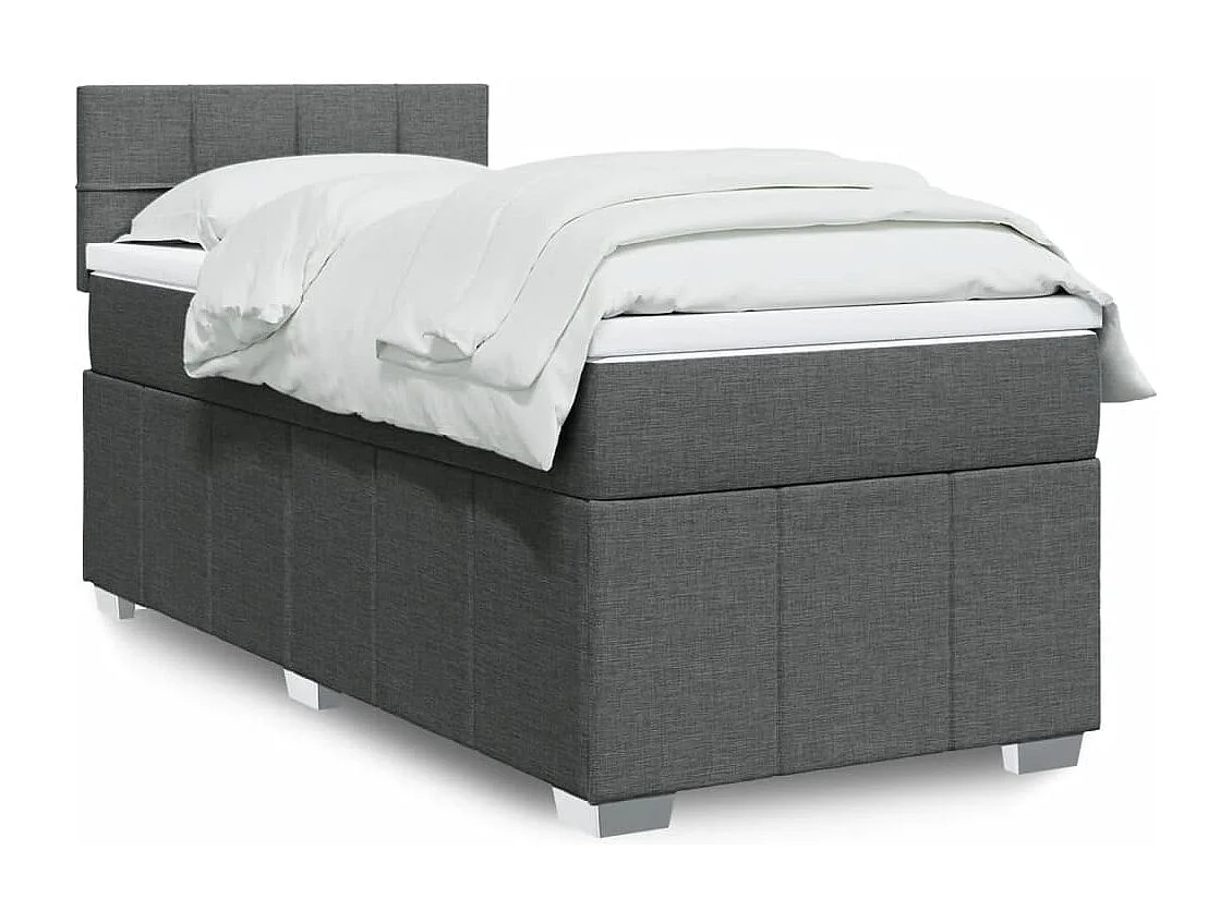Cama com molas/colchão 100x200 cm tecido cinza-escuro
