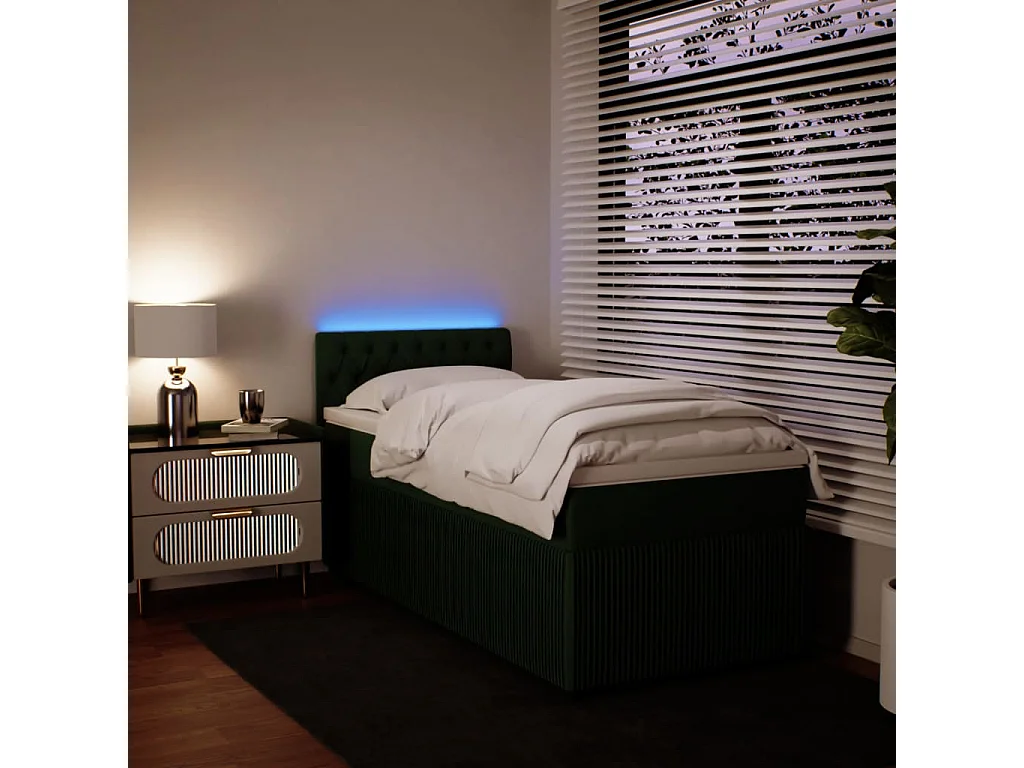 Sommier à lattes de lit avec matelas Vert foncé 90x200 cm