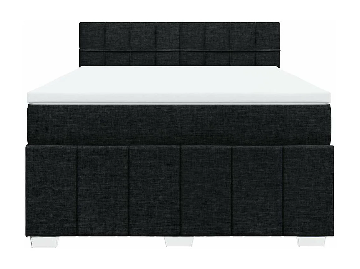 Sommier à lattes de lit avec matelas Noir 140x190 cm Tissu