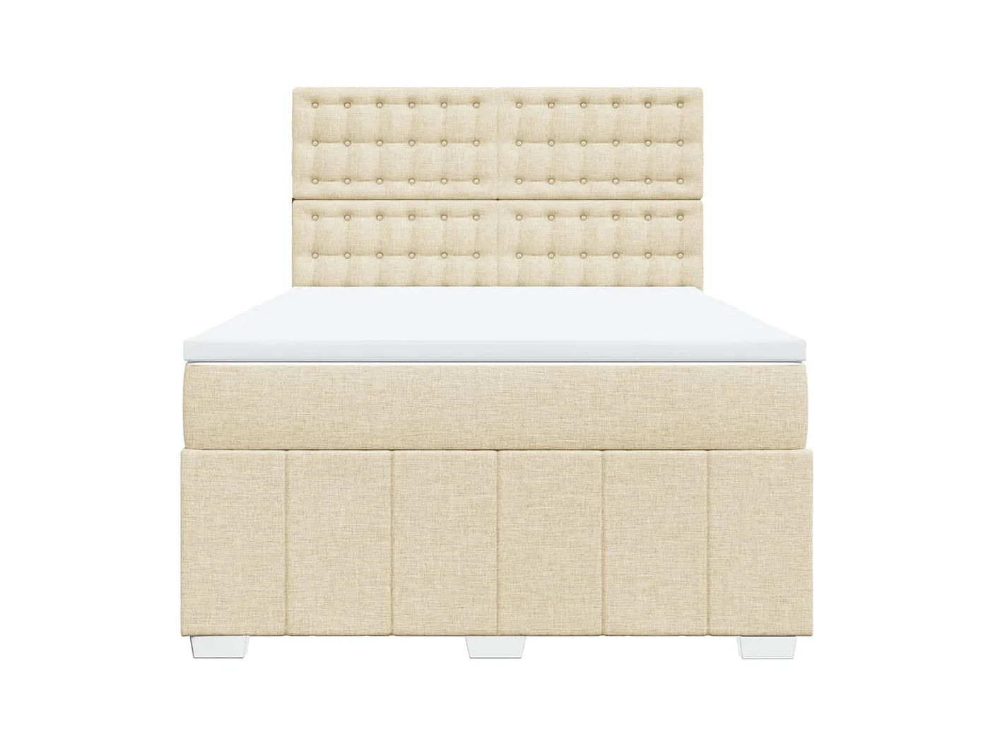 Cama box spring con colchón tela color crema 140x190 cm