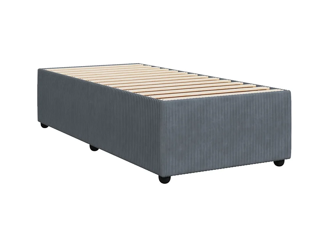Cama box spring con colchón terciopelo gris oscuro 90x200 cm