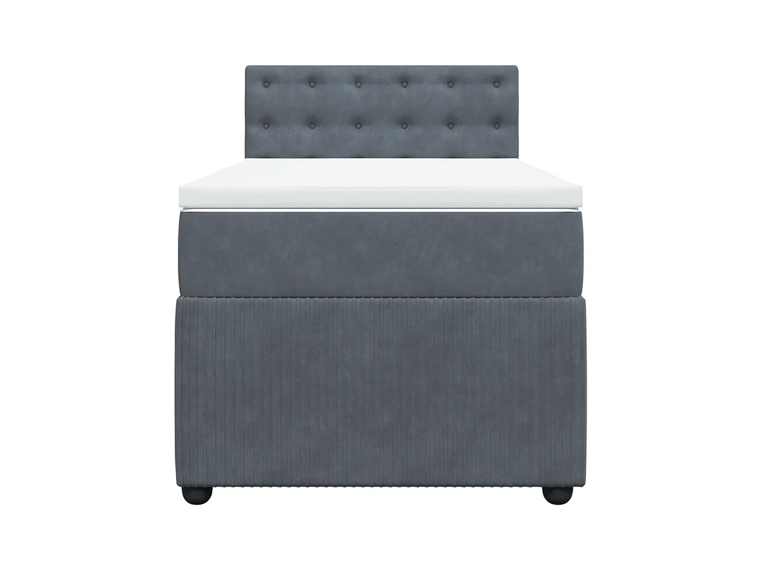 Cama box spring con colchón terciopelo gris oscuro 90x200 cm