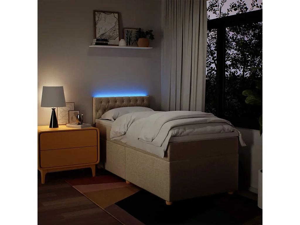 Cama com molas/colchão 90x200 cm tecido cor crème