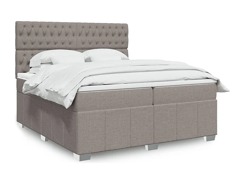 Sommier à lattes de lit avec matelas Taupe 200x200 cm Tissu