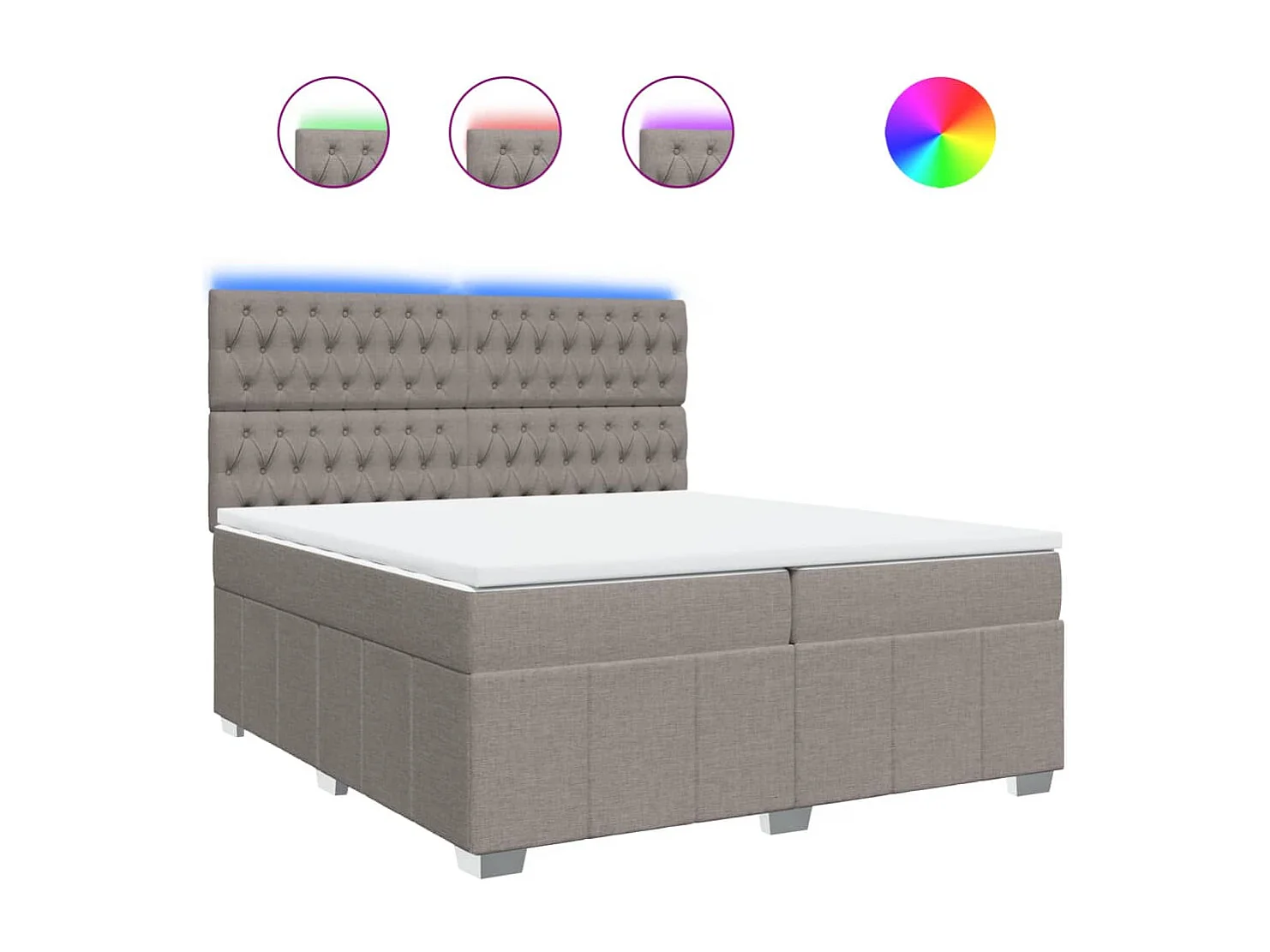 Sommier à lattes de lit avec matelas Taupe 200x200 cm Tissu