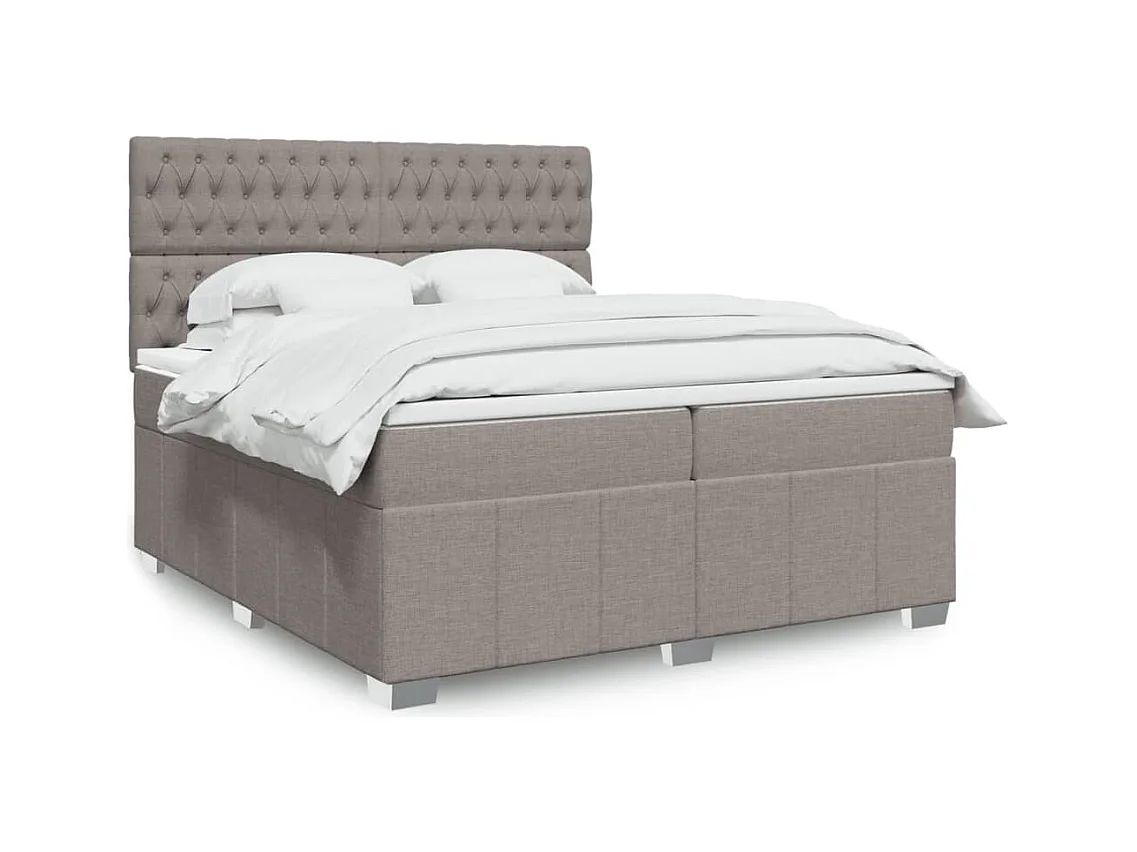 Boxspring met matras stof taupe 200x200 cm
