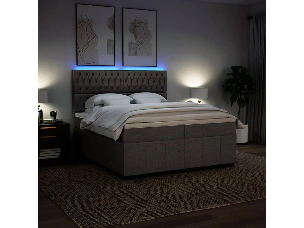 Sommier à lattes de lit avec matelas Taupe 200x200 cm Tissu