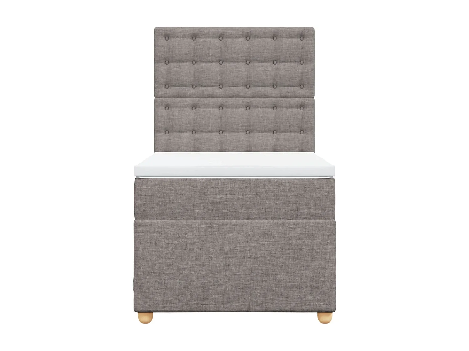 Cama box spring con colchón tela gris taupe 80x200 cm