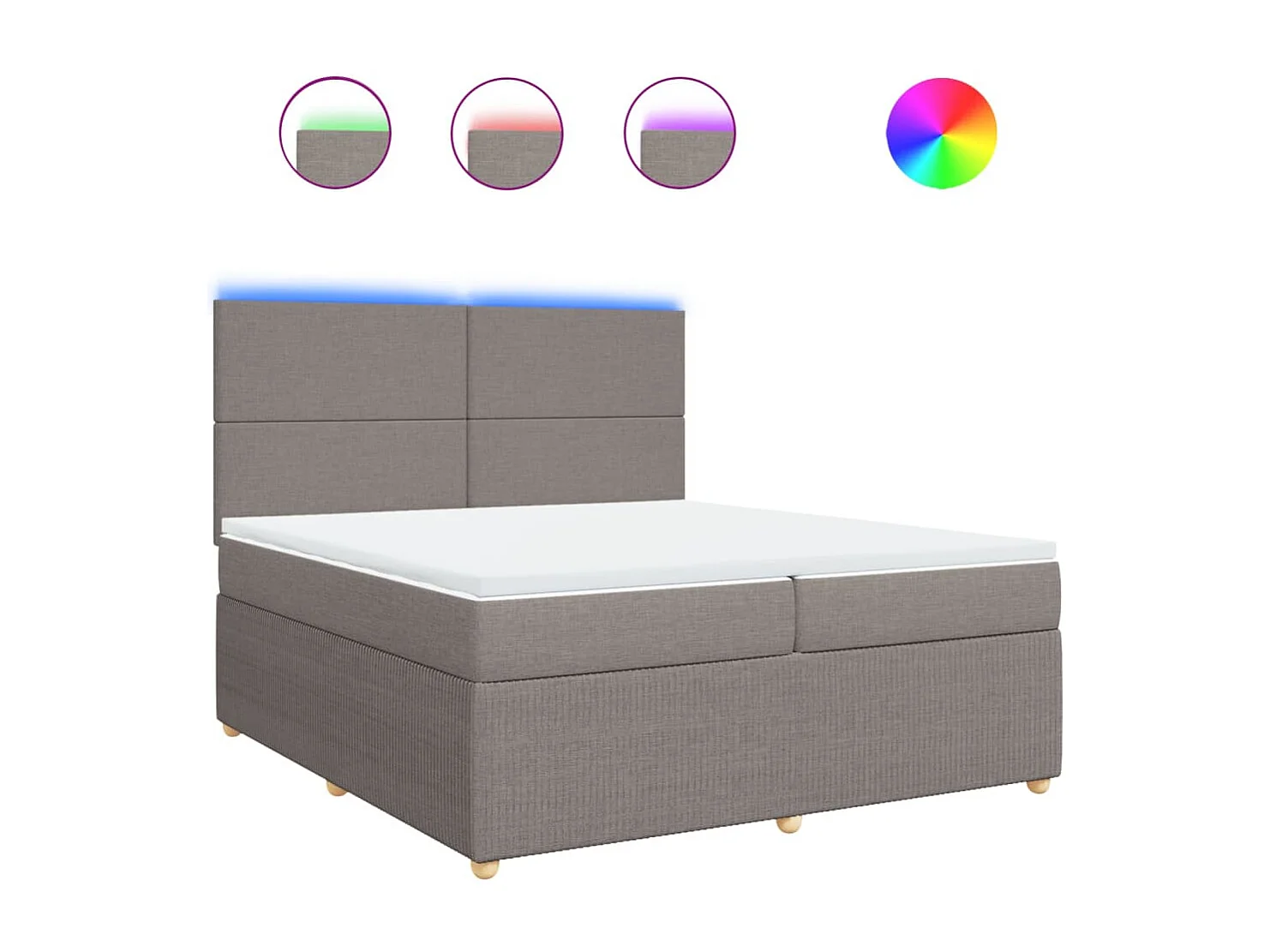 Cama box spring con colchón tela gris taupe 200x200 cm