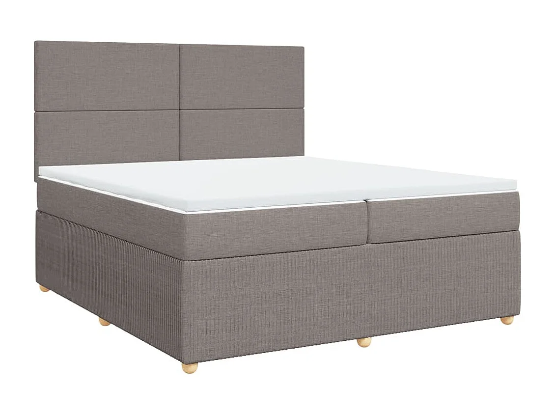 Cama box spring con colchón tela gris taupe 200x200 cm