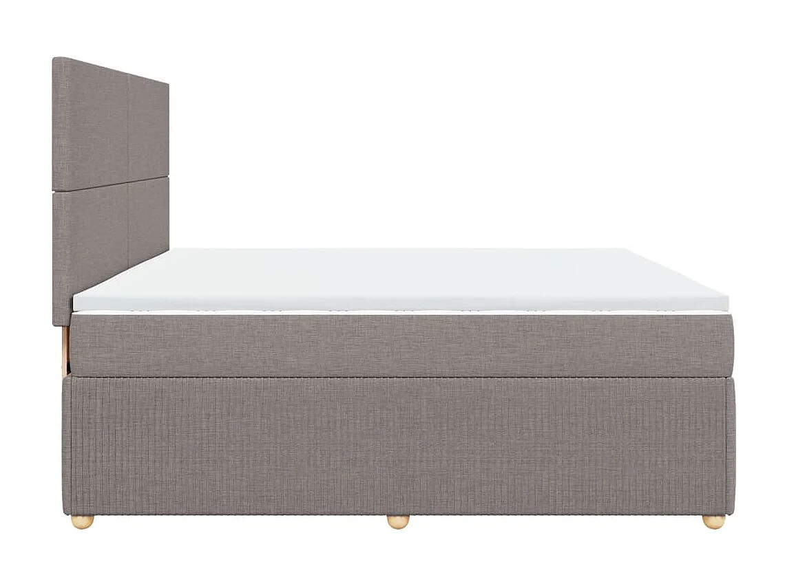 Cama box spring con colchón tela gris taupe 200x200 cm