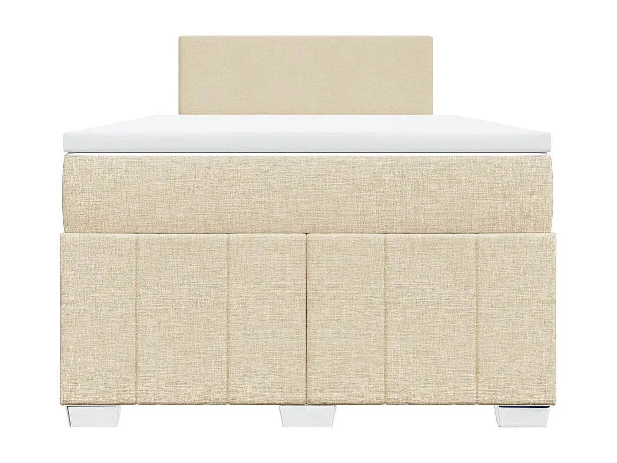 Cama box spring con colchón tela color crema 120x190 cm