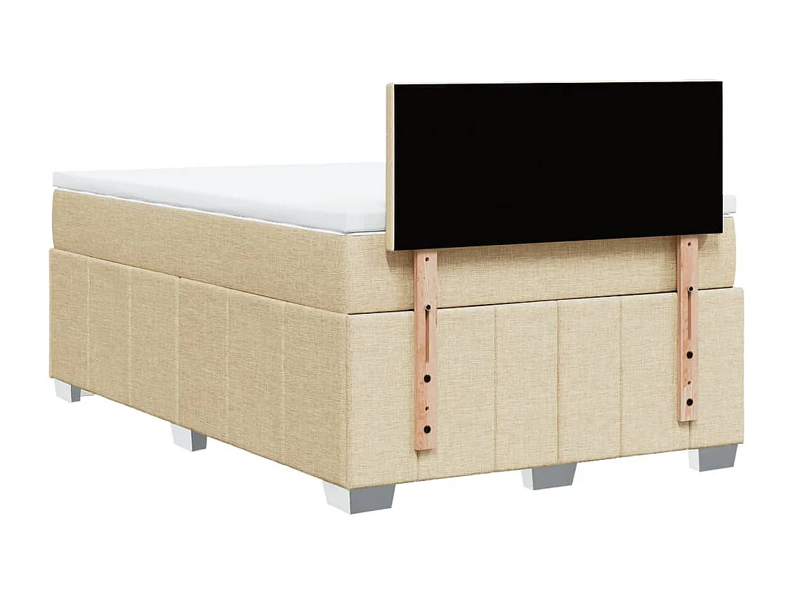 Cama box spring con colchón tela color crema 120x190 cm
