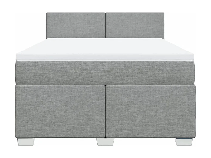 Cama box spring con colchón tela gris claro 160x200 cm