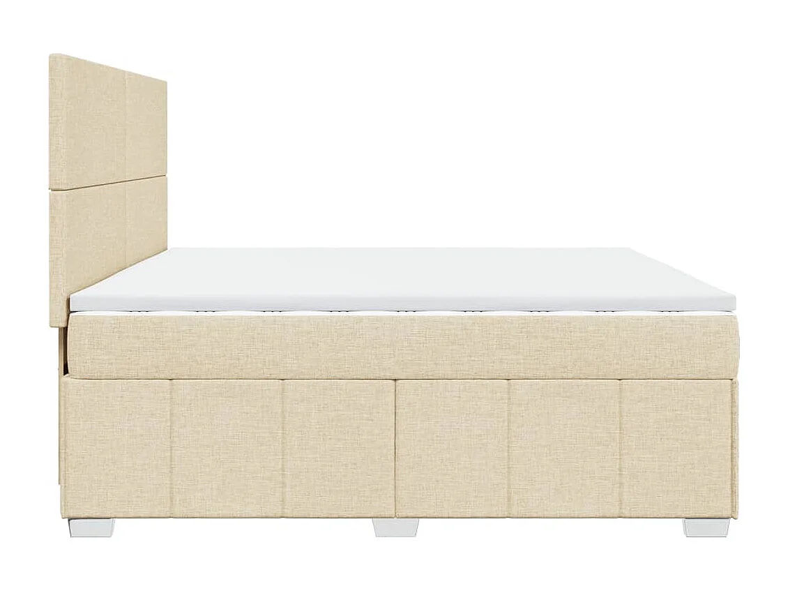 Cama box spring con colchón tela color crema 200x200 cm