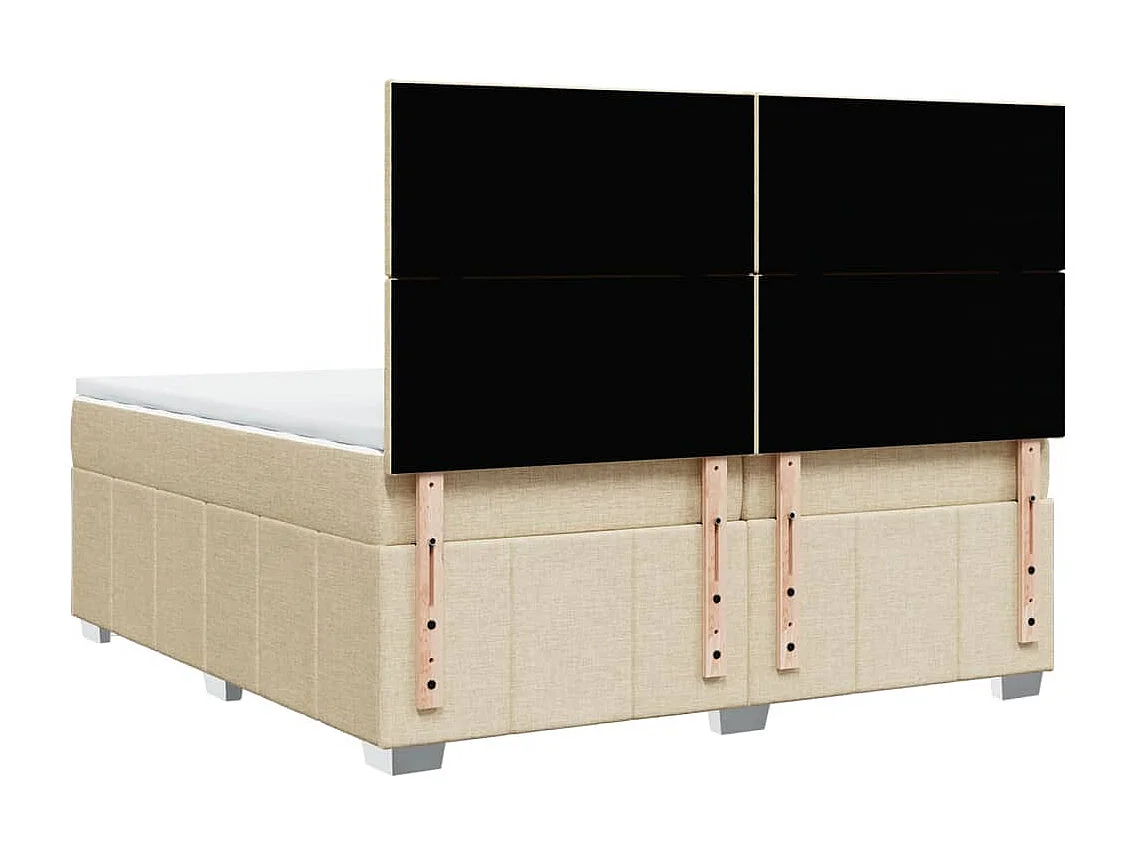 Cama box spring con colchón tela color crema 200x200 cm