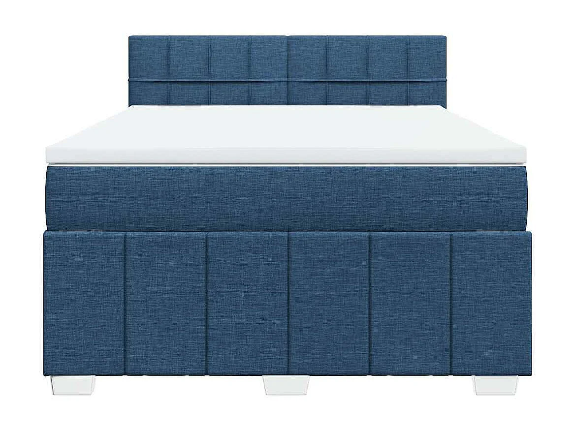 Cama com molas/colchão 140x200 cm tecido azul