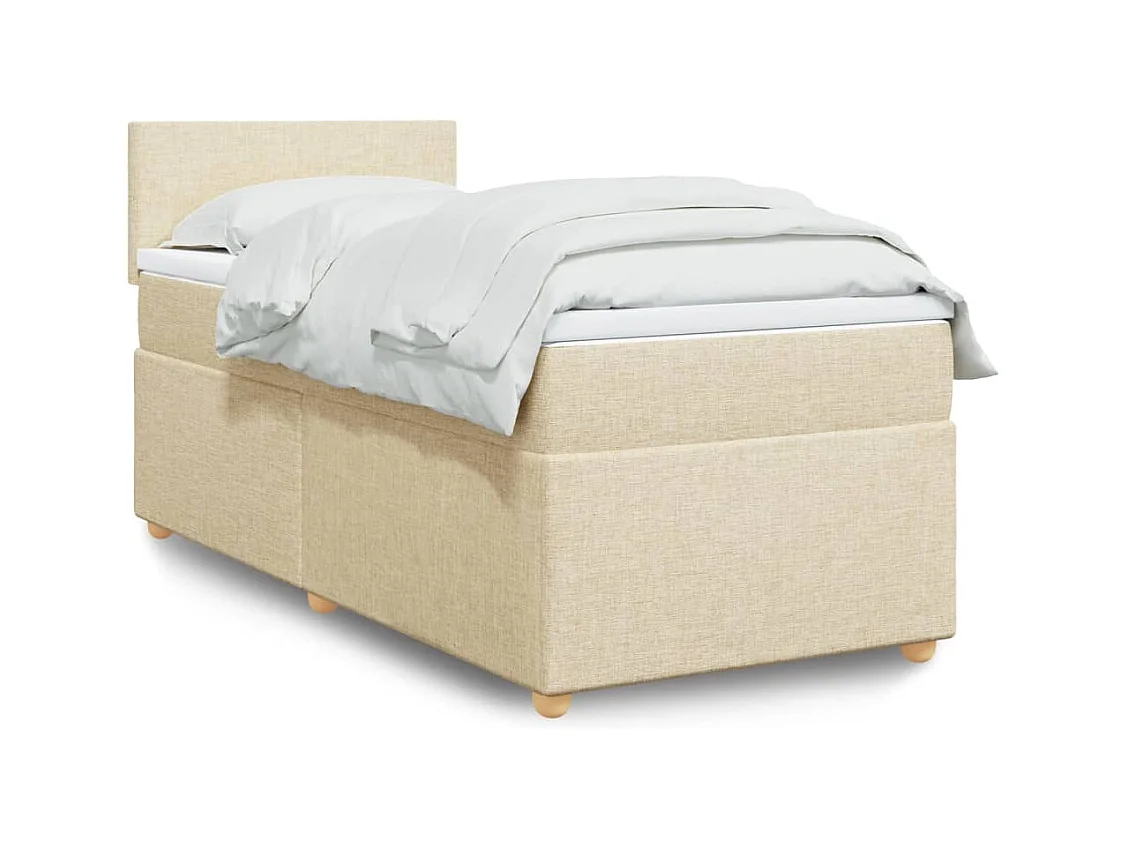 Sommier à lattes de lit avec matelas Crème 90x200 cm Tissu