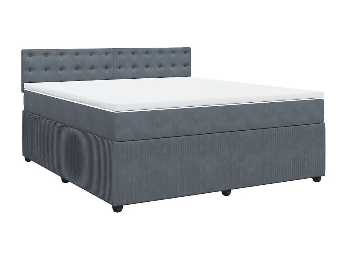 Cama box spring con colchón terciopelo gris oscuro 180x200 cm