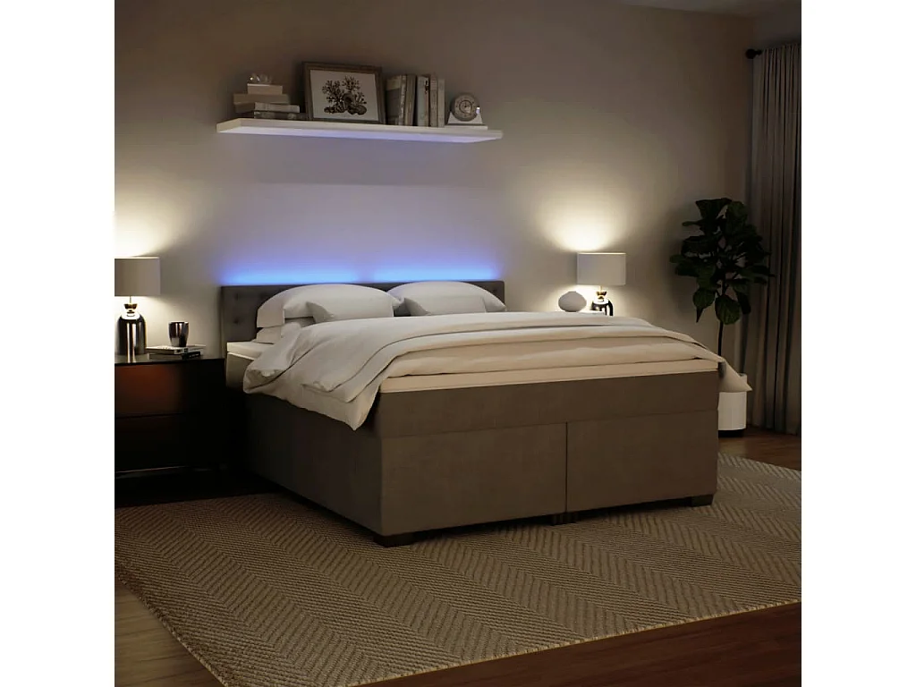 Cama com molas/colchão 180x200 cm veludo cinzento-claro