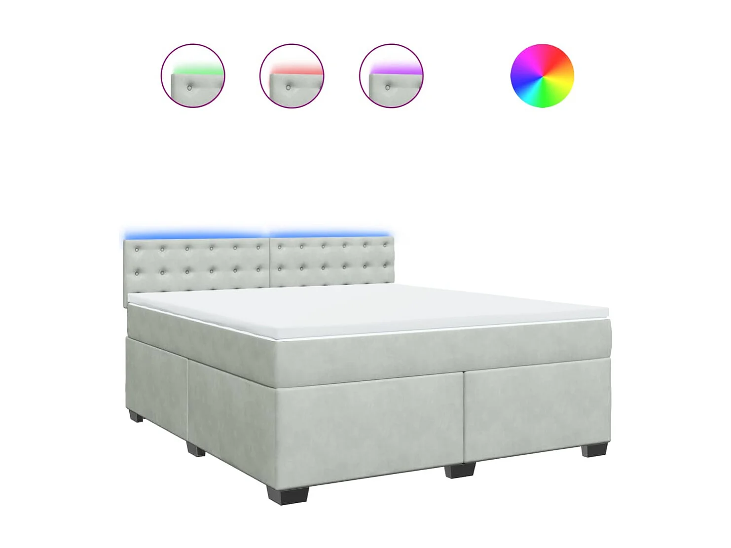 Cama com molas/colchão 180x200 cm veludo cinzento-claro