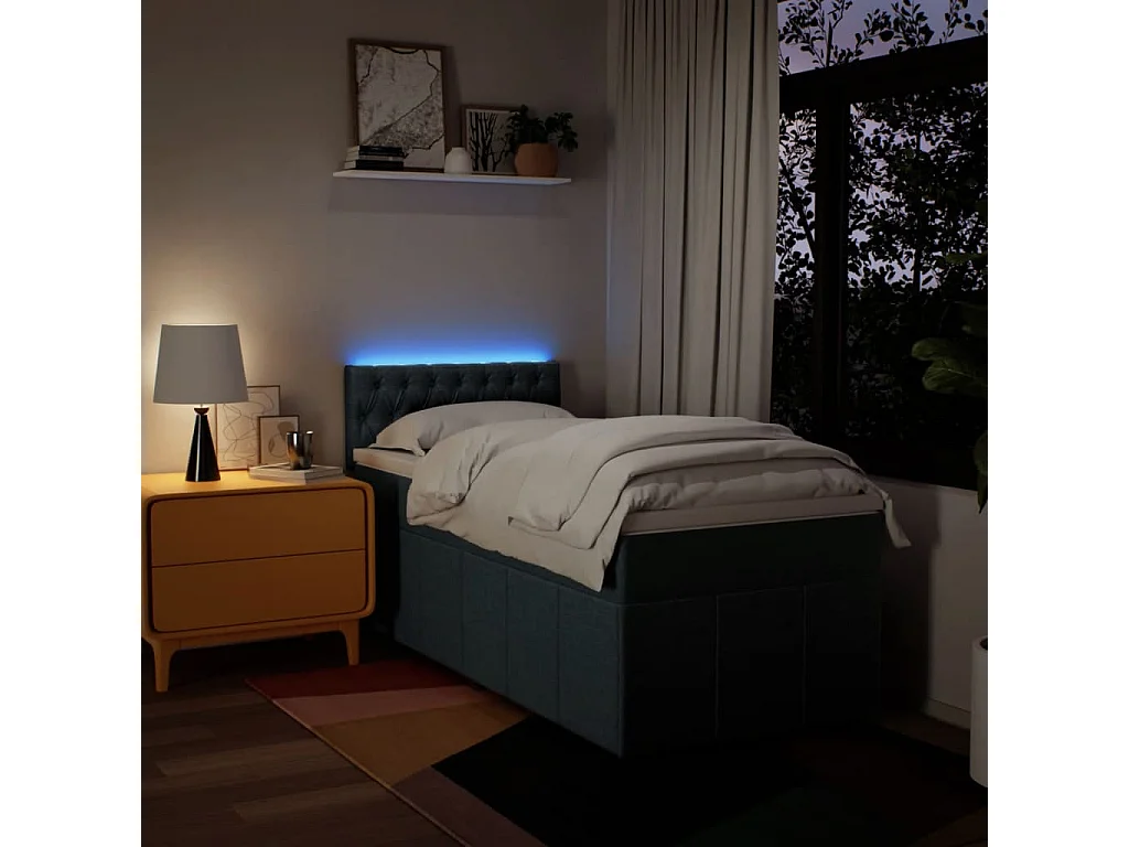 Sommier à lattes de lit avec matelas Bleu 80x200 cm Tissu