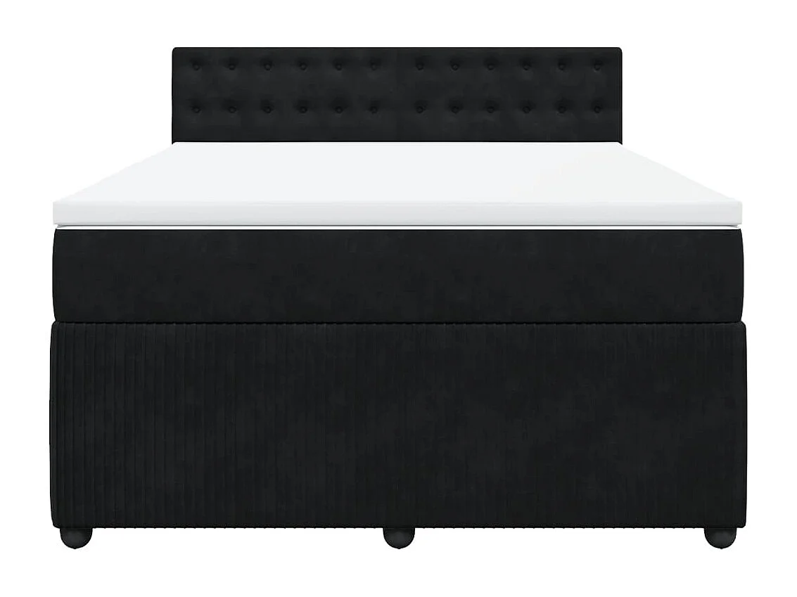 Cama box spring con colchón terciopelo negro 140x190 cm