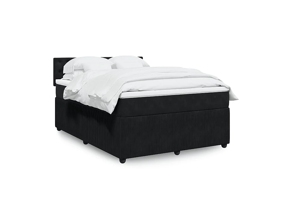 Sommier à lattes de lit avec matelas Noir 140x190 cm Velours
