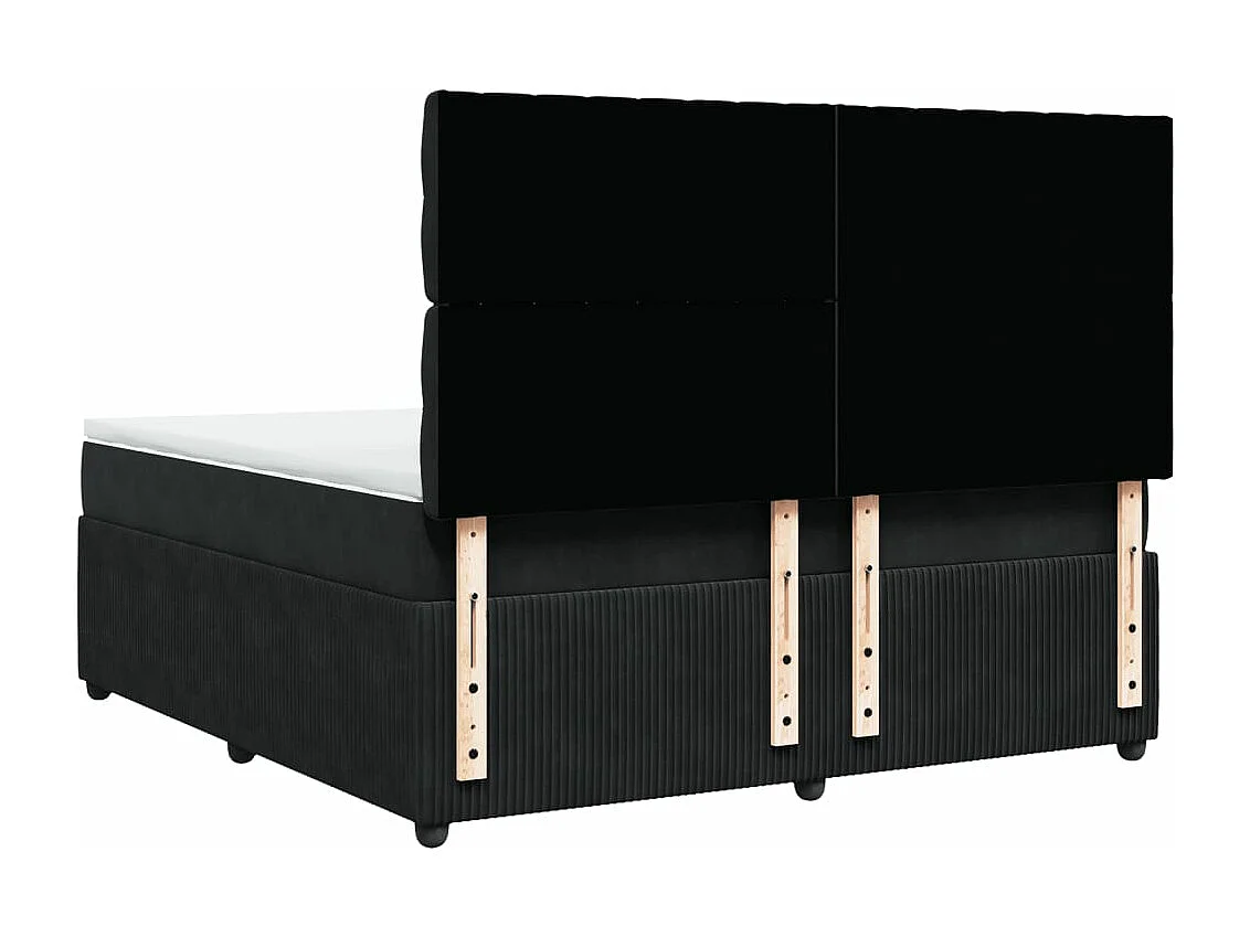 Sommier à lattes de lit avec matelas Noir 180x200 cm Velours