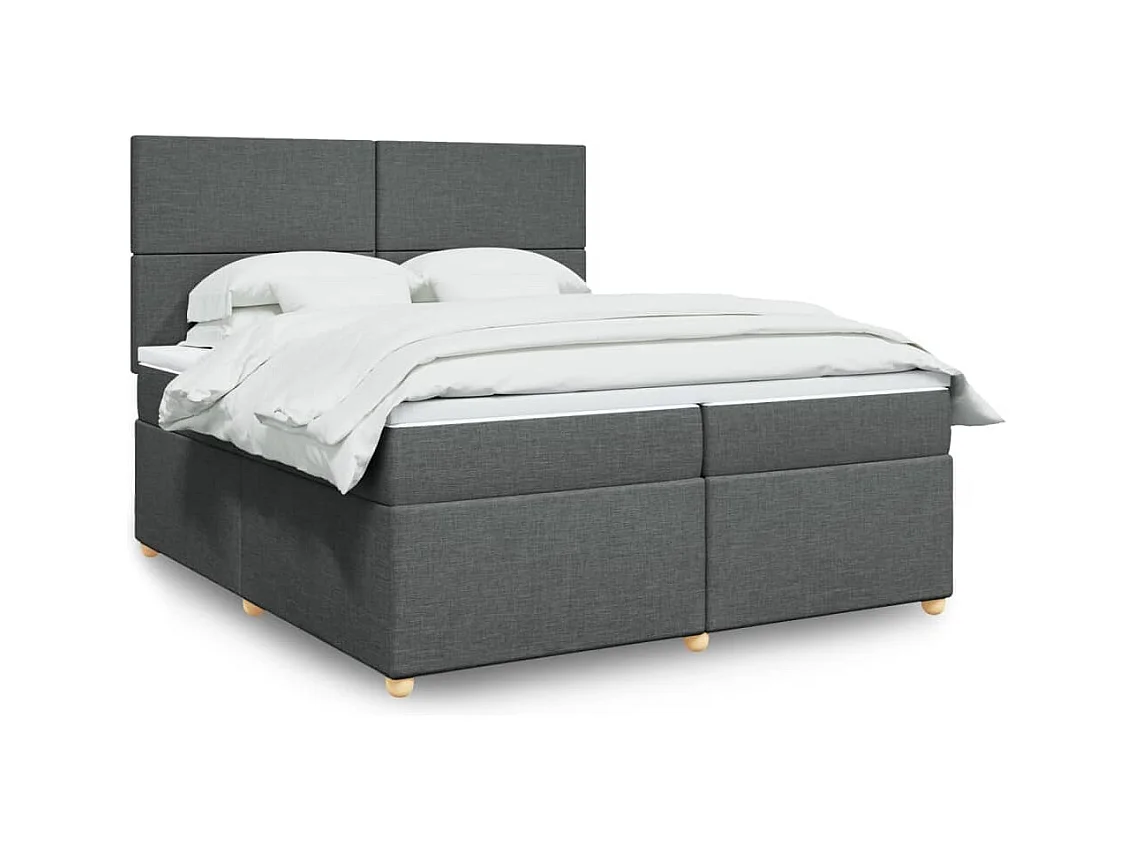 Sommier à lattes de lit avec matelas Gris foncé 200x200cm Tissu