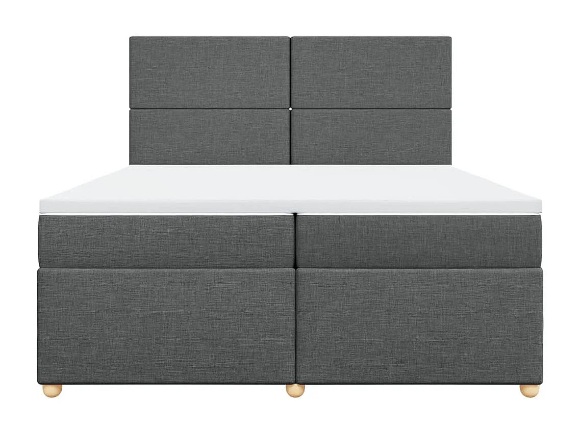 Cama box spring con colchón tela gris oscuro 200x200 cm