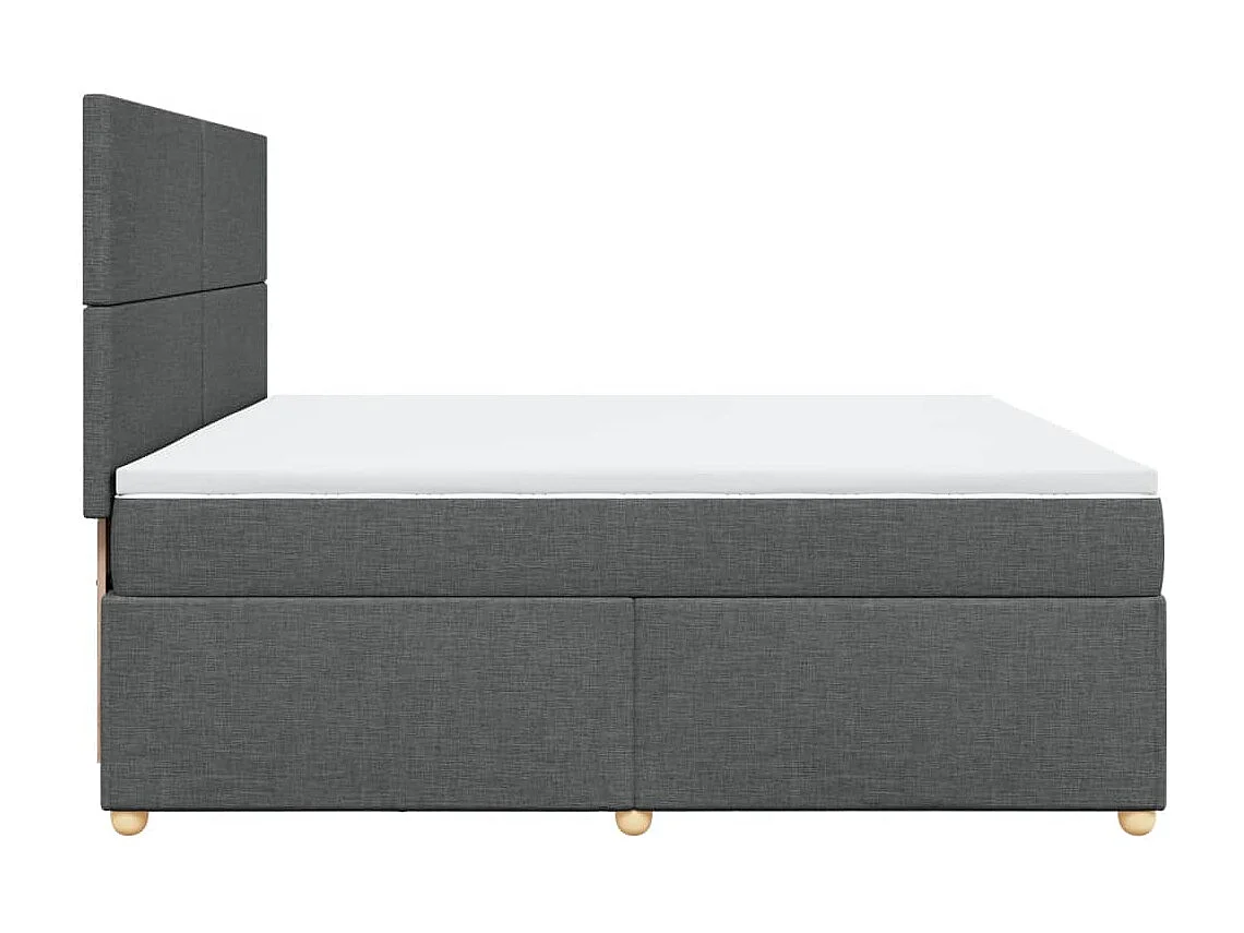 Cama box spring con colchón tela gris oscuro 200x200 cm