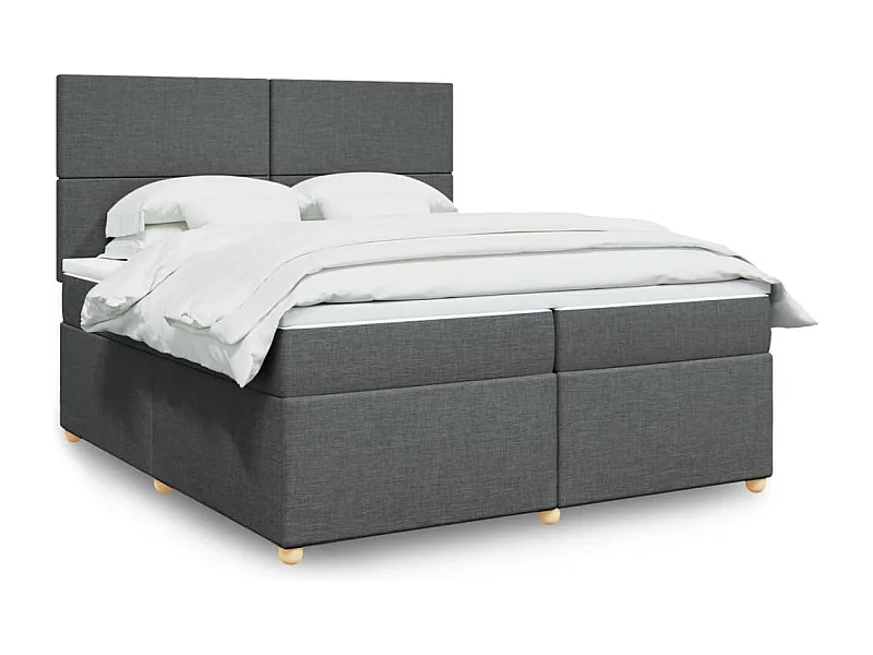 Sommier à lattes de lit avec matelas Gris foncé 200x200cm Tissu