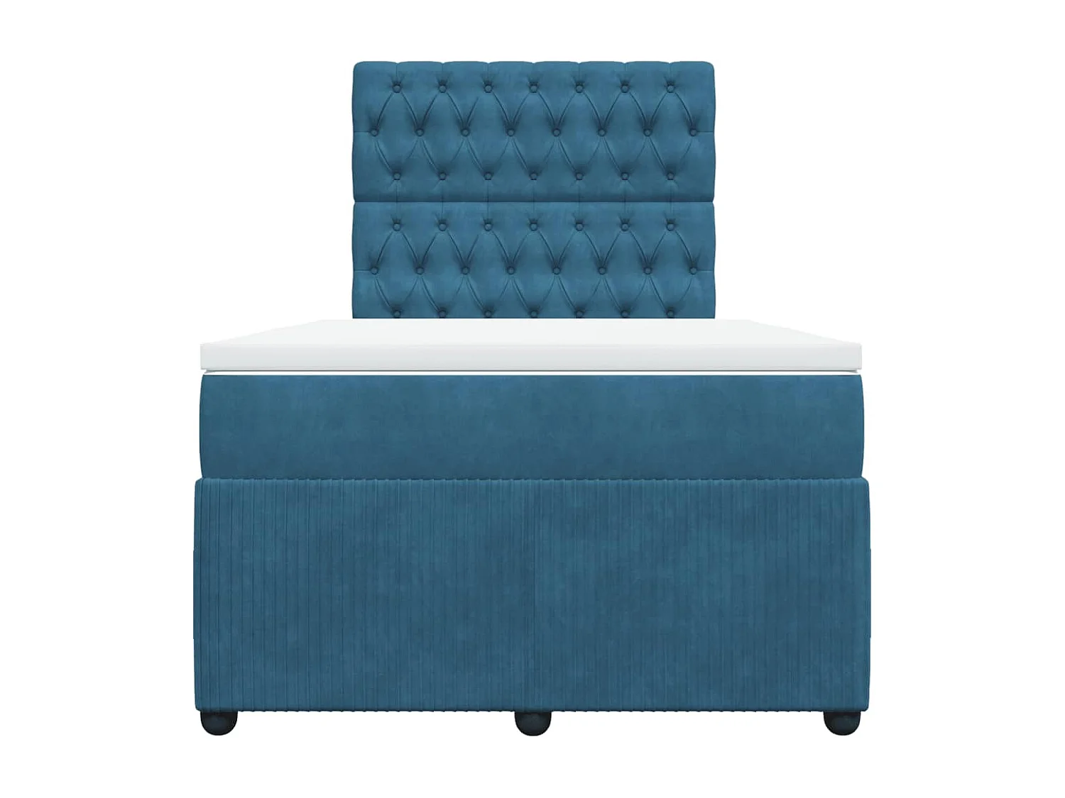 Cama box spring con colchón terciopelo azul 120x200 cm