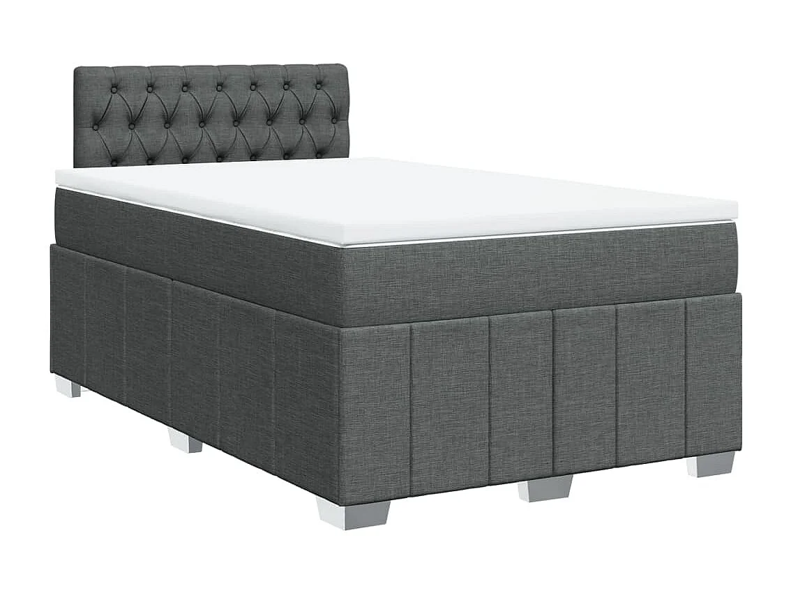 Cama box spring con colchón tela gris oscuro 120x200 cm