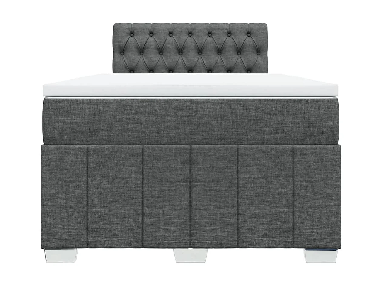 Cama box spring con colchón tela gris oscuro 120x200 cm