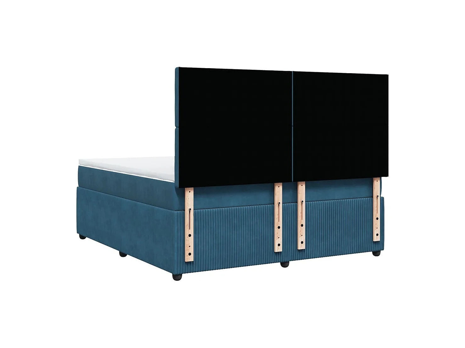 Cama box spring con colchón terciopelo azul 180x200 cm