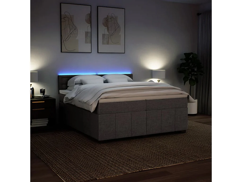 Sommier à lattes de lit avec matelas Taupe 200x200 cm Tissu