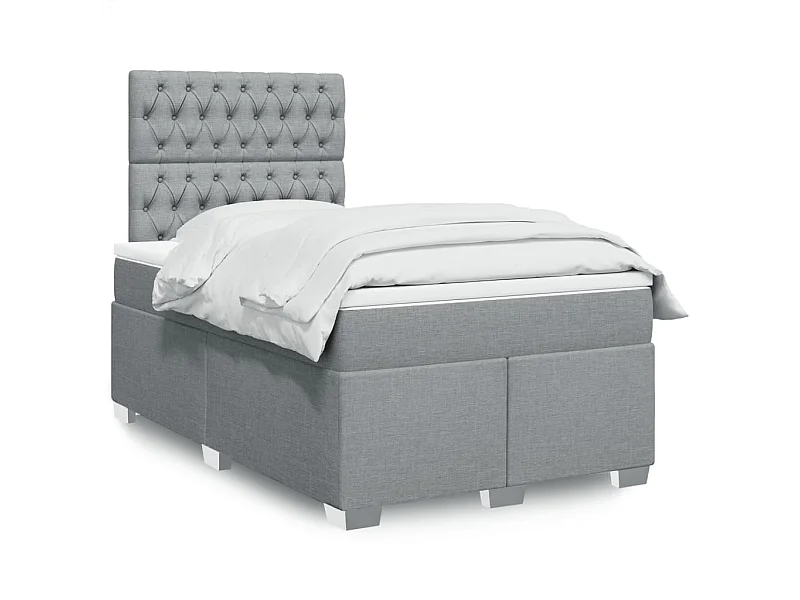 Cama boxspring com colchão 120x190 cm tecido cinzento-claro