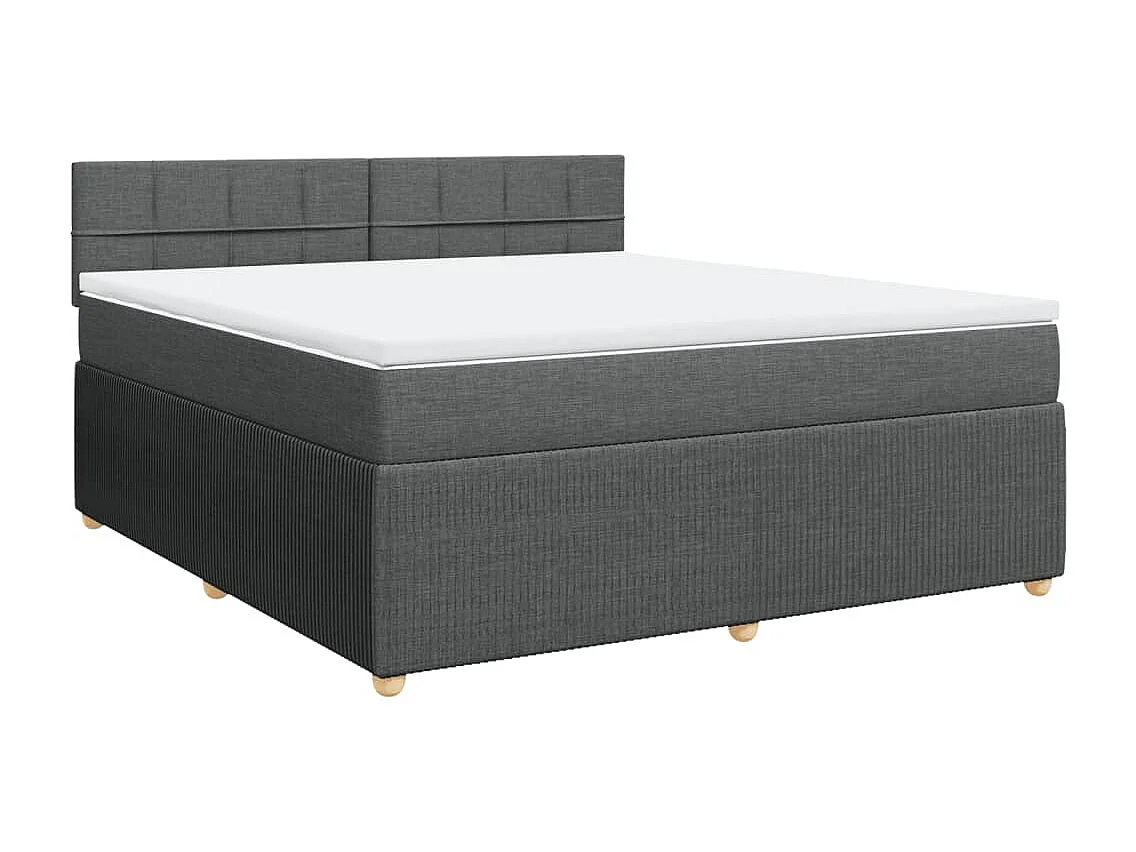 Cama box spring con colchón tela gris oscuro 180x200 cm