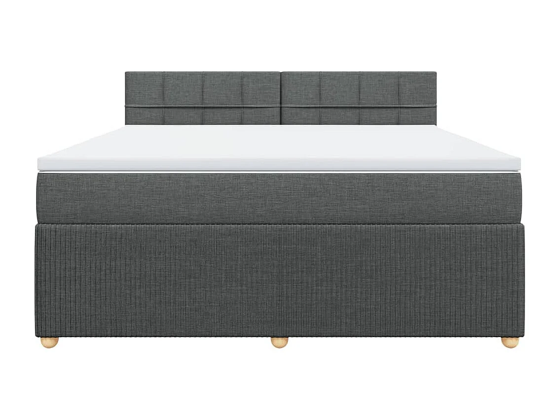 Cama box spring con colchón tela gris oscuro 180x200 cm