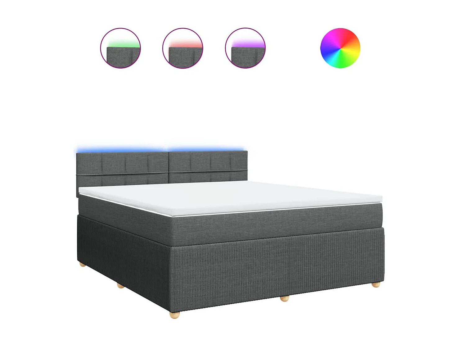 Cama box spring con colchón tela gris oscuro 180x200 cm