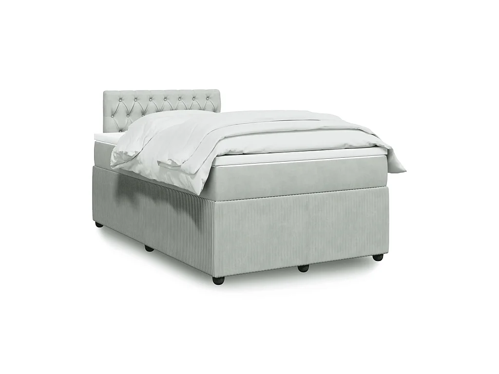 Boxspring met matras fluweel lichtgrijs 120x190 cm