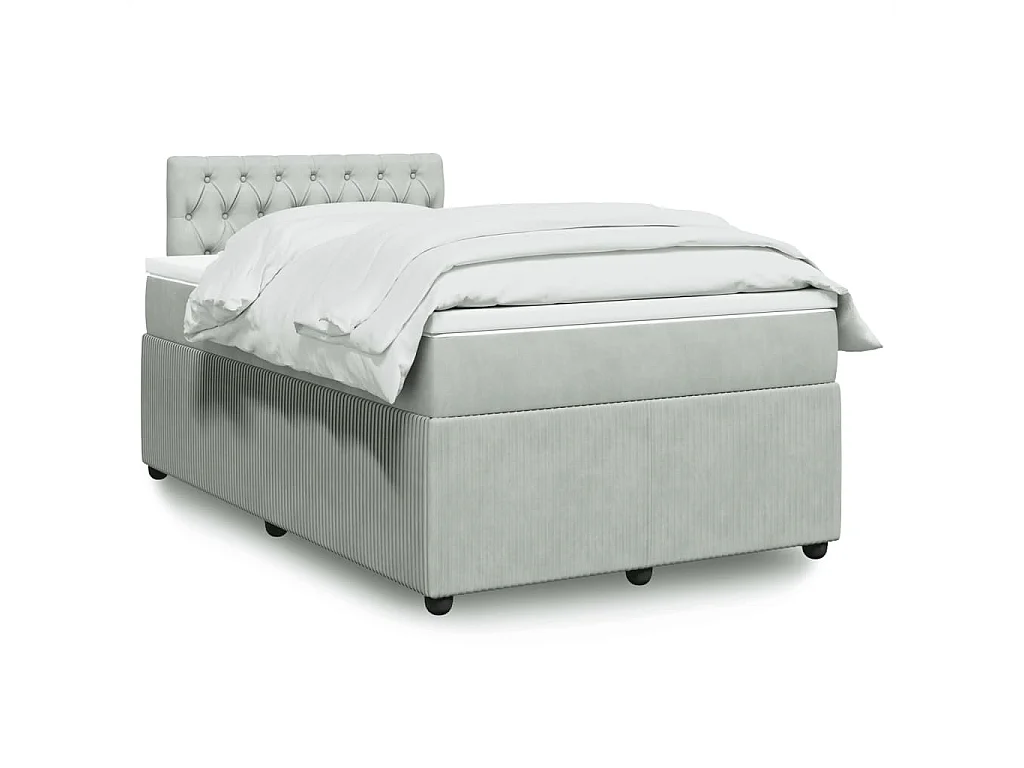 Sommier à lattes de lit et matelas gris clair 120x190cm velours