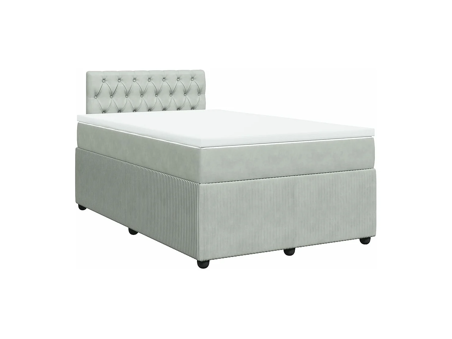 Sommier à lattes de lit et matelas gris clair 120x190cm velours