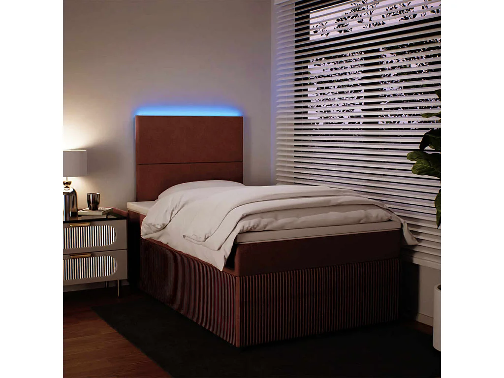 Sommier à lattes de lit avec matelas rose 120x190 cm velours