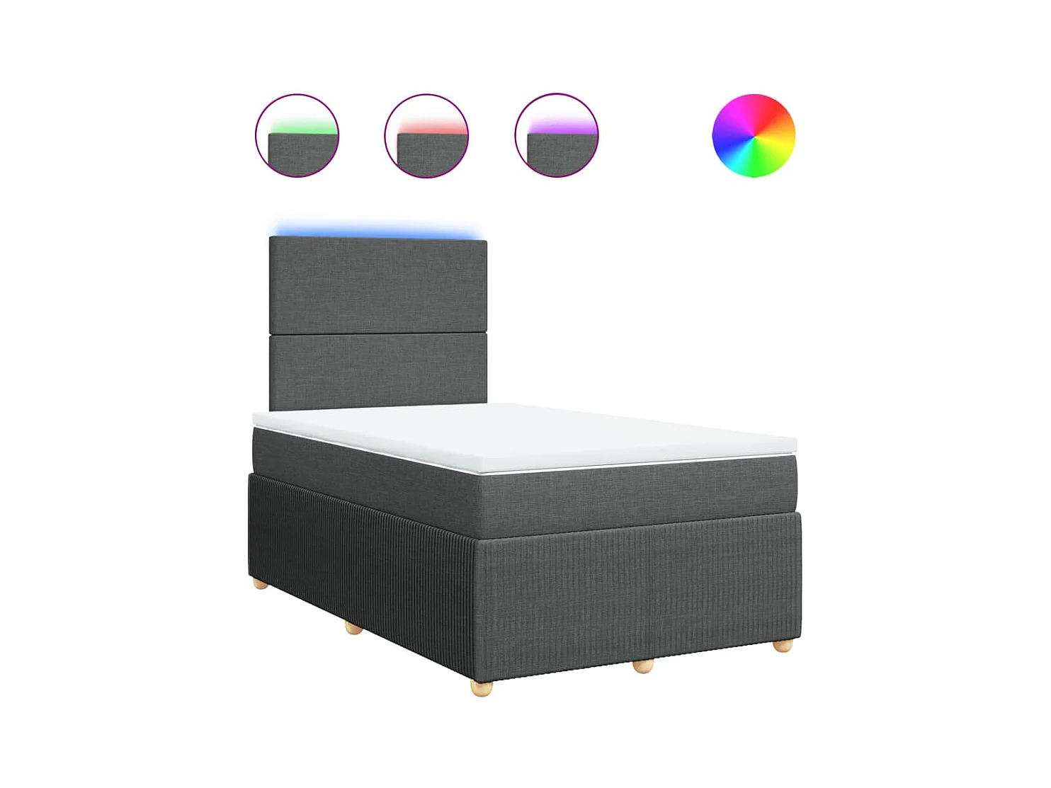 Cama boxspring com colchão 120x190 cm tecido cinzento-escuro