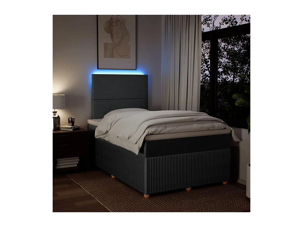 Cama boxspring com colchão 120x190 cm tecido cinzento-escuro